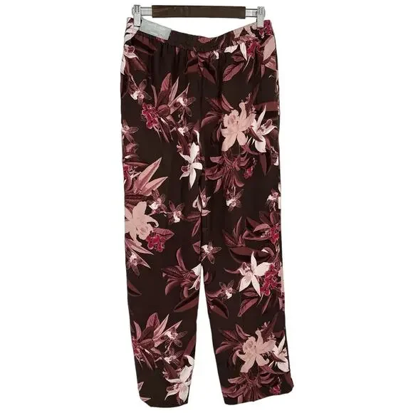 NEW NWT Chicos Sz 0R 0 Regular US 4 Pink Brown Floral Tropical Pull on Pants - Picture 9 of 9